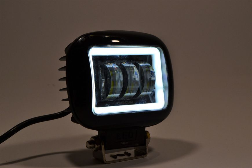 Додаткова світлодіодна LED фара 45Вт Квадратна (Black)+ Ангельський Очей Чіткої світловий тіньової кордоном 4061 фото