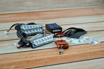 Стробоскоп LED 6 діодів з пультом 4 шт White NEW (Білий стробоскоп) 3963 фото