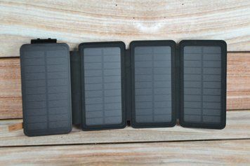 Повербанк на сонячній батареї Power Bank -20000 mAh Ліхтар, сонячні панелі 4 шт., бездротова зарядка WSC-15/3 фото