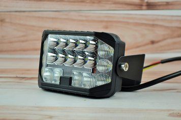 Фара LED прямокутна 81W 6000K Дальнє + ближнє світло та жовте (27 діодів) (13см х 8.5см&nbsp;х 5см) 4147 фото